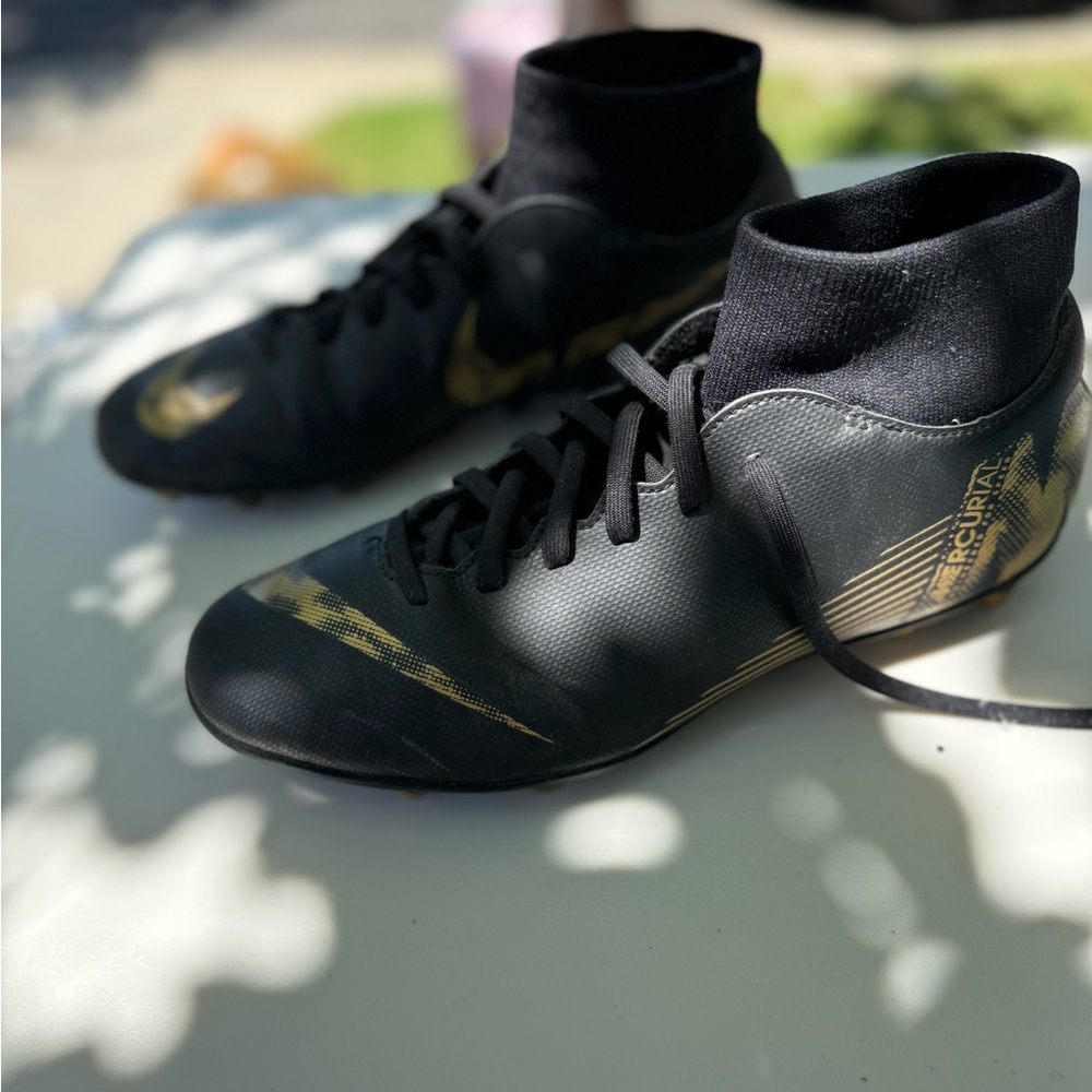 Nike Black and Gold Mercurial Cleats